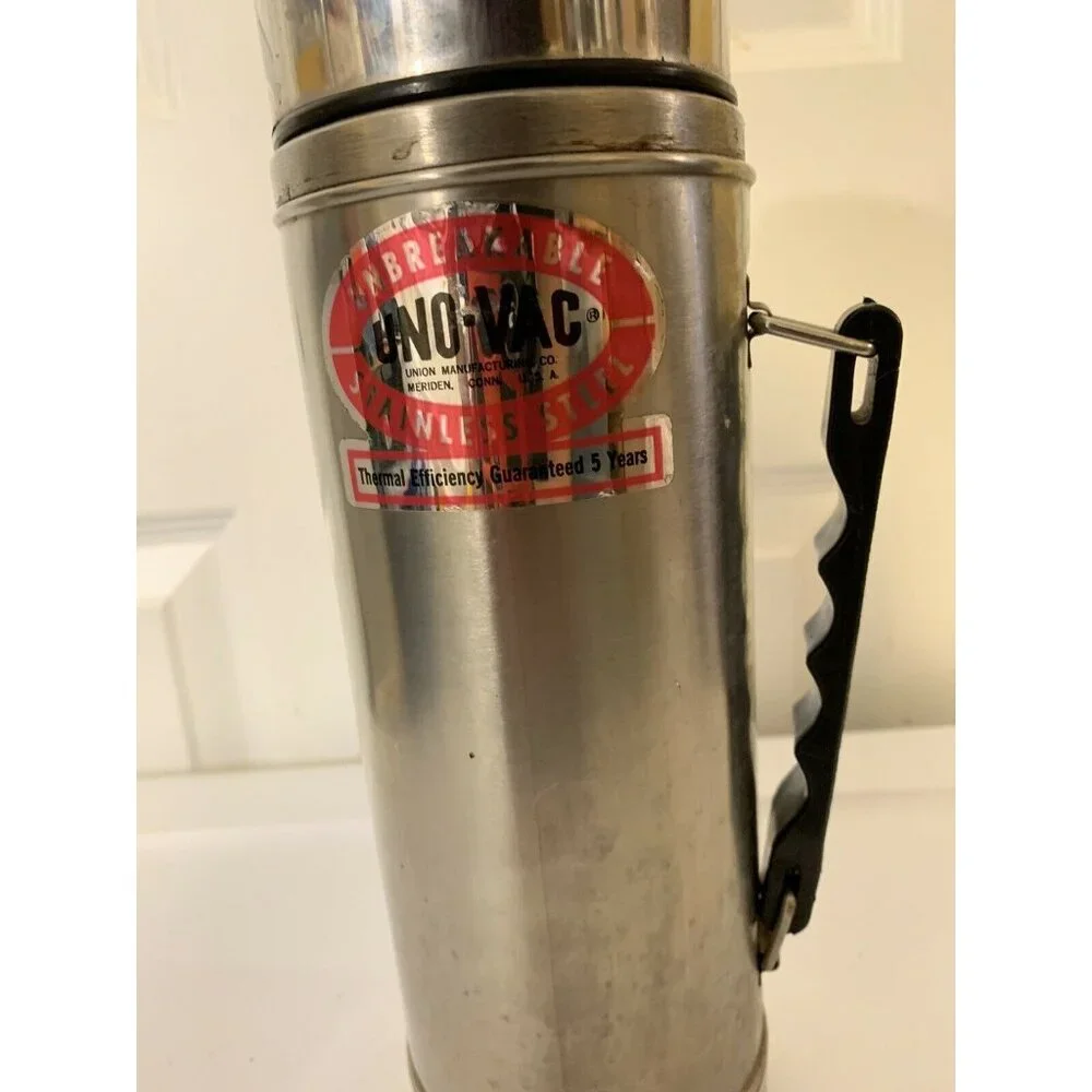 Vintage UNO-VAC Thermos‎ Stainless Steel Vacuum Bottle 1 QT
